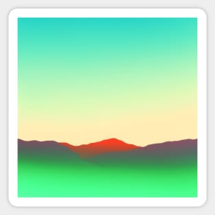 Abstract Neon Green Desert Landscape Sunrise Sticker